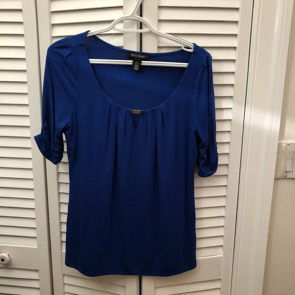 white House Black Market black blue short sleeve top, S